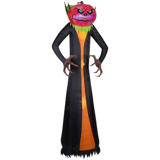 Giant Halloween Inflatable Jack O' Lantern Reaper with Psychedelic Spirals of Light, 12 ft Tall