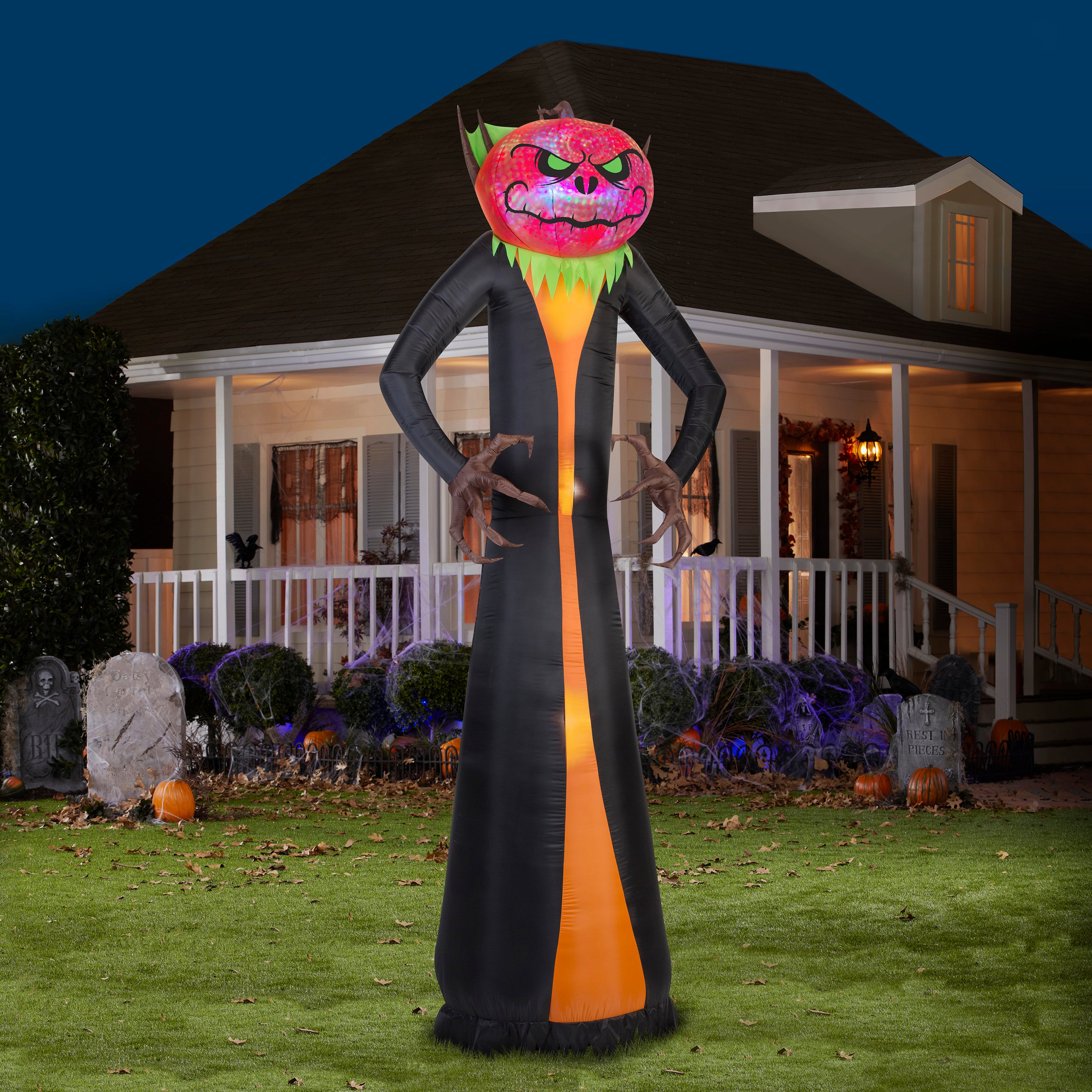 Gemmy Giant Halloween Inflatable Jack O' Lantern Reaper with Psychedelic Spirals of Light, 12 ft Tall