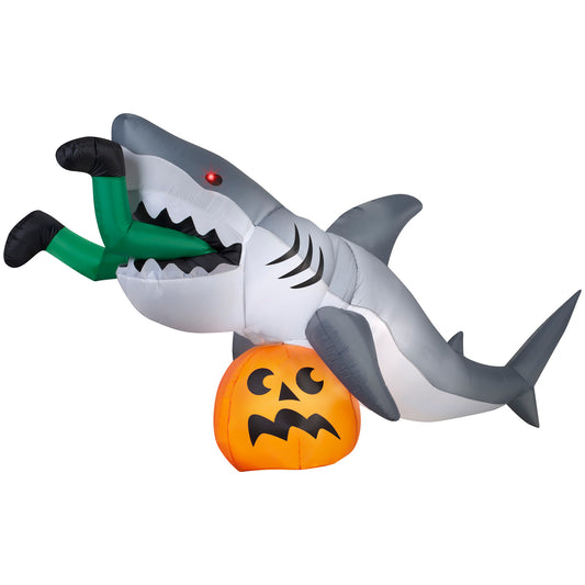 Animated Halloween Inflatable Shark Snack Scene, 4 ft Tall