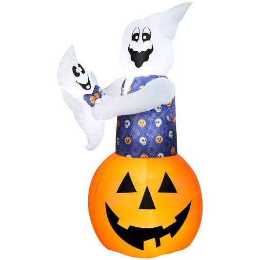 Animated Halloween Inflatable Ghost with Baby Ghost, 6 ft Tall
