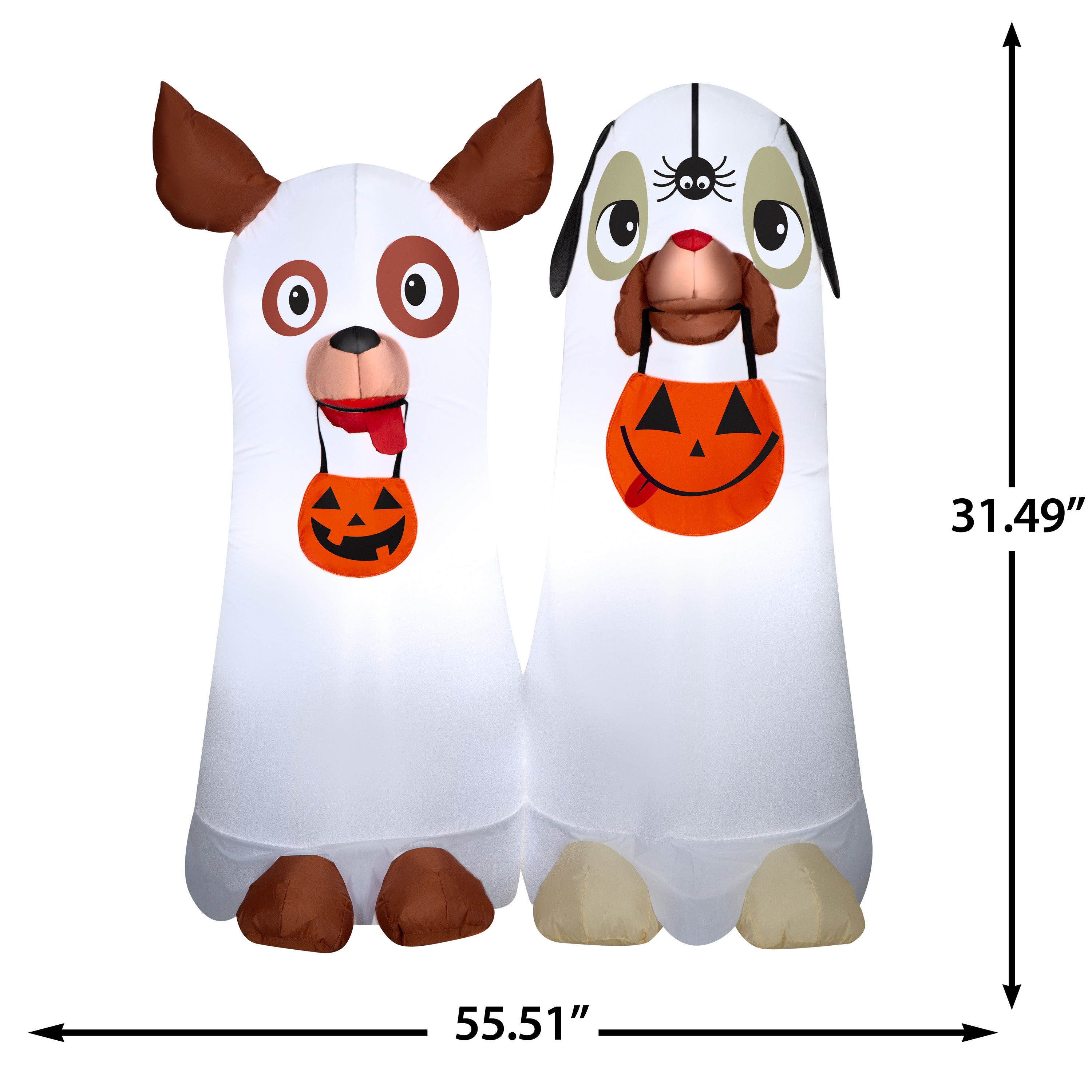 Gemmy Airblown Inflatable Ghost Dog Duo Scene, 5 ft Tall, Multicolored