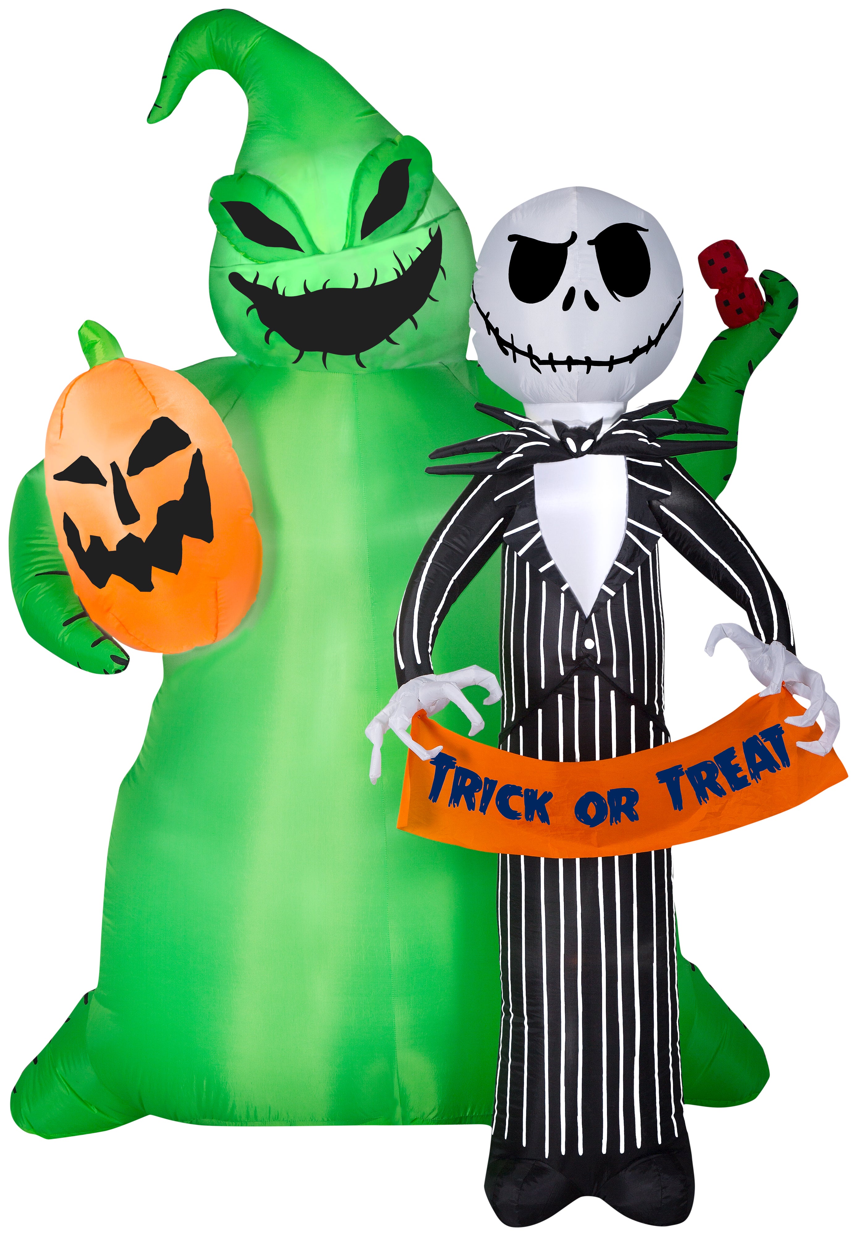 Gemmy Airblown Jack Skellington w/Oogie Boogie Scene Disney , 6.5 ft Tall, Multi