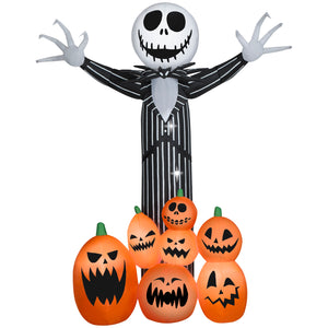 Gemmy Halloween Inflatable Jack Skellington with O' Lanterns, 9 ft Tall, Multi