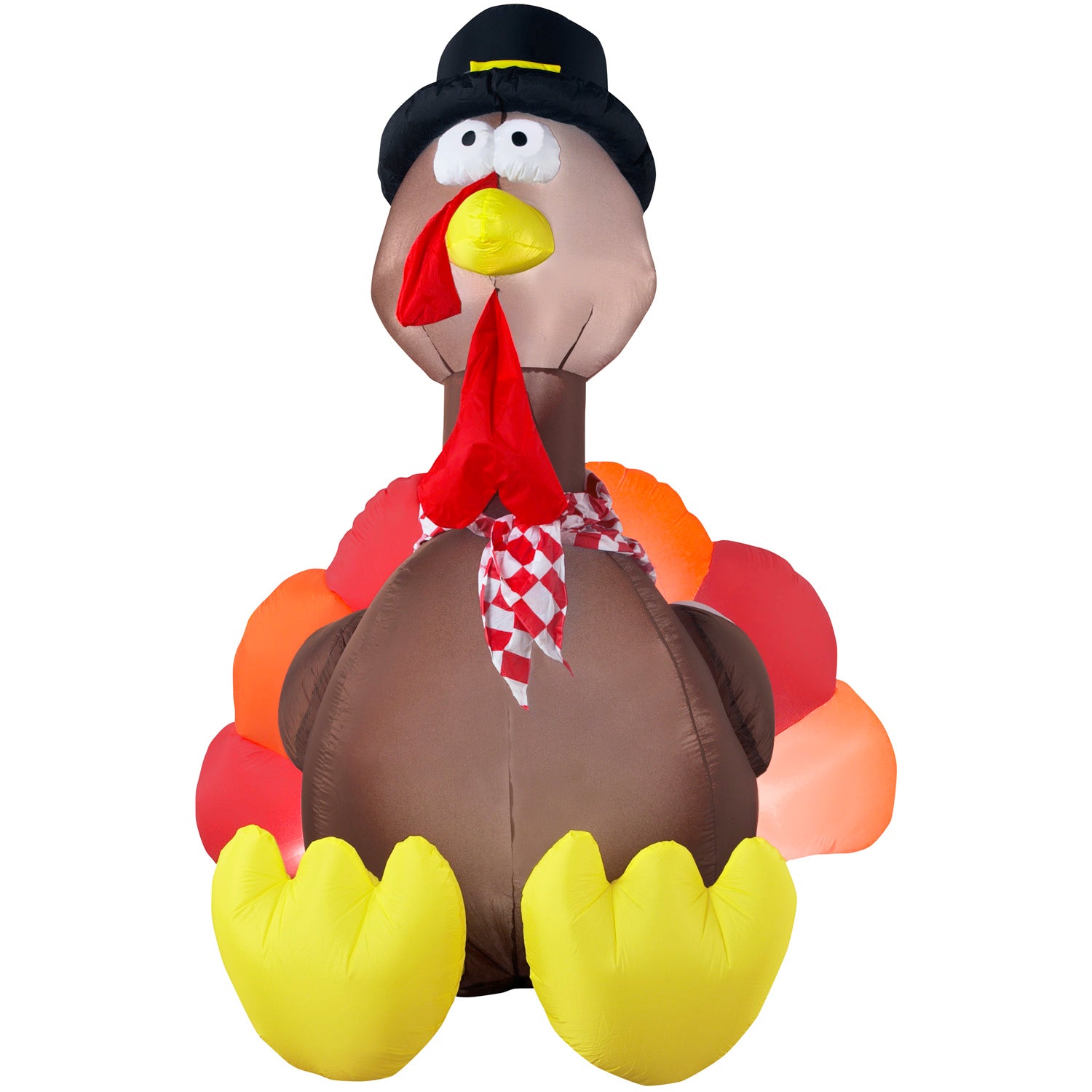 Gemmy Thanksgiving Inflatable Turkey, 6 ft Tall, Multi