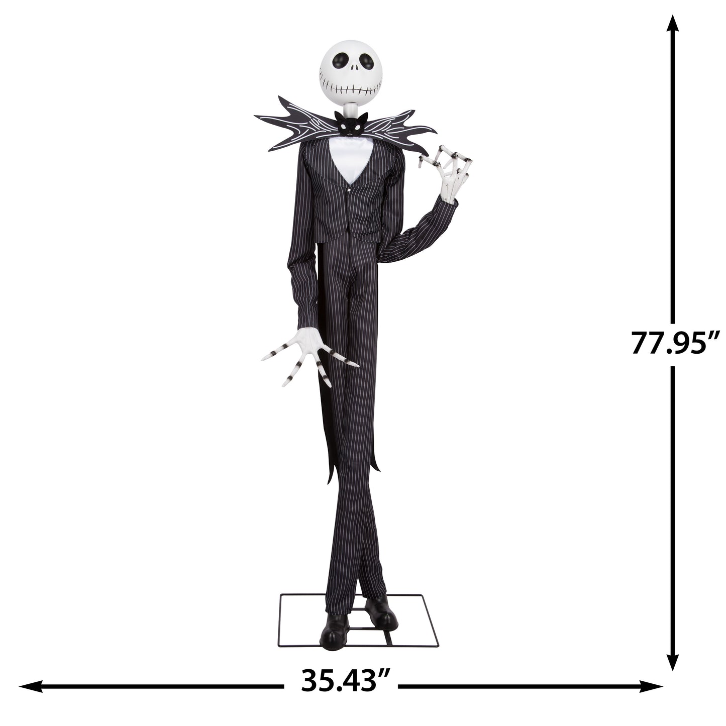 Disney Jack Skellington Life-Size Animated Halloween Figure, 6.5 Ft Singing Decor with Arm and Hand Movement dimensions