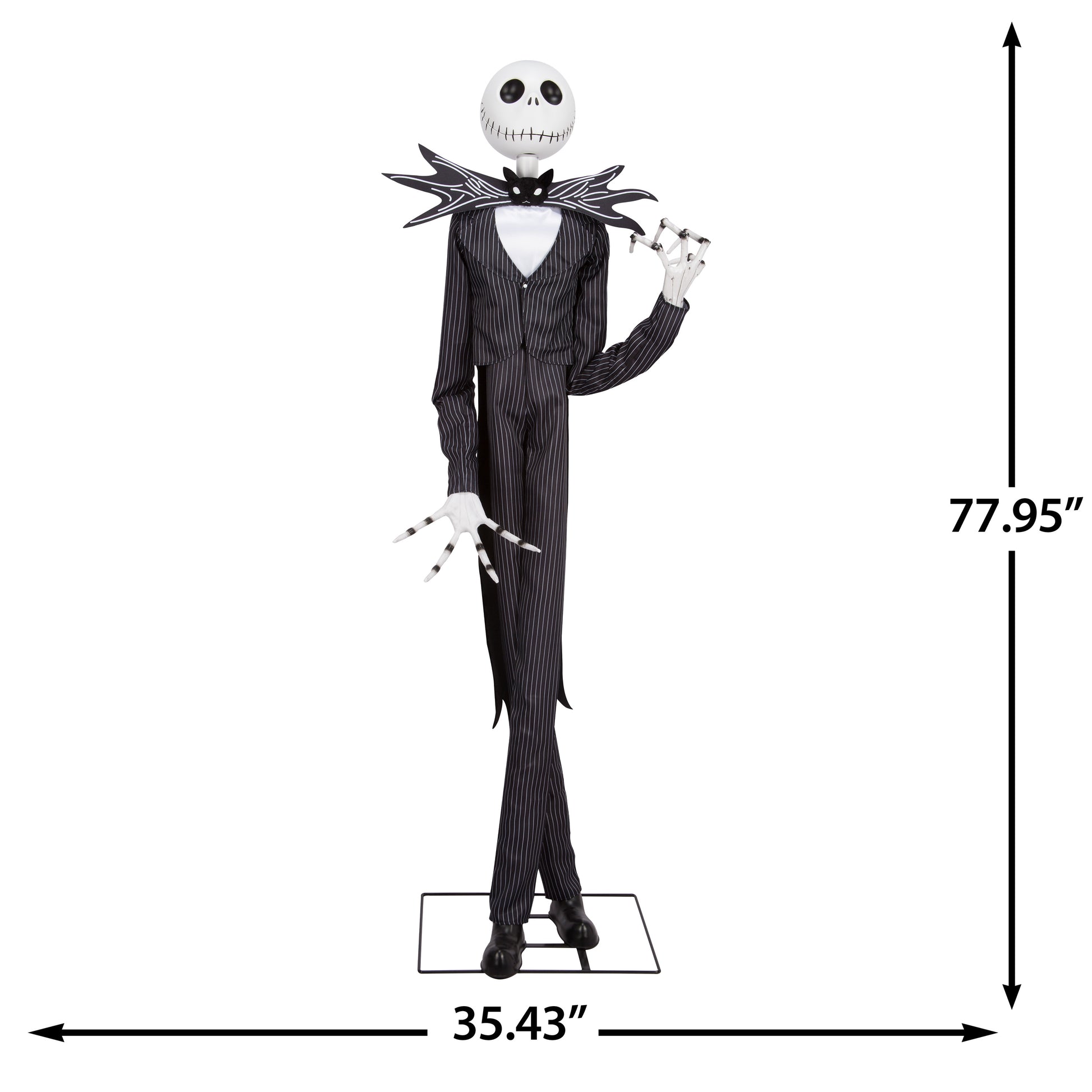 Disney Jack Skellington Life-Size Animated Halloween Figure, 6.5 Ft Singing Decor with Arm and Hand Movement dimensions