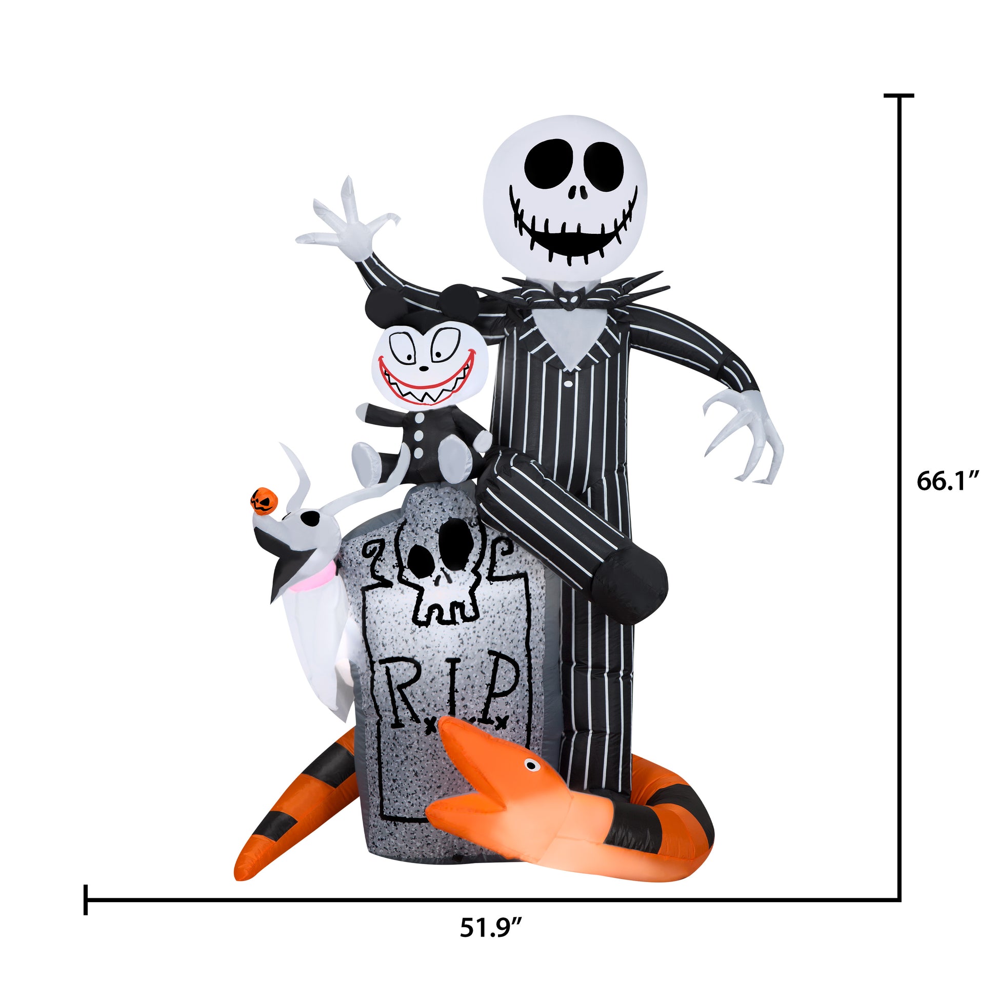 Disney Jack Skellington Halloween Inflatable Scene with Scary Teddy, Zero and Snake, 5.5-Ft Lighted Yard Decor for Indoor or Outdoor Use dimensions