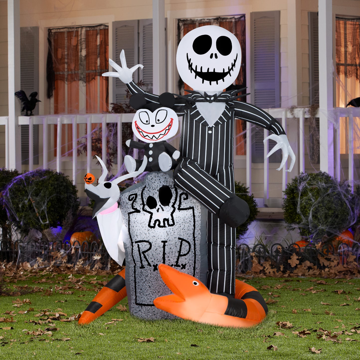 Disney Jack Skellington Halloween Inflatable Scene with Scary Teddy, Zero and Snake, 5.5-Ft Lighted Yard Decor for Indoor or Outdoor Use lifestyle