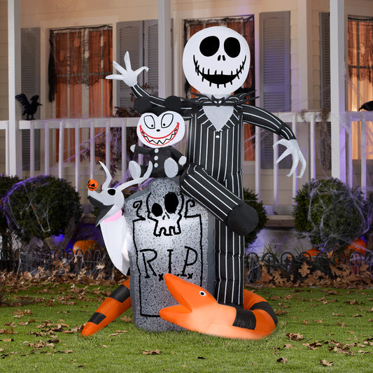Disney Jack Skellington Halloween Inflatable Scene with Scary Teddy, Zero and Snake, 5.5-Ft Lighted Yard Decor for Indoor or Outdoor Use lifestyle