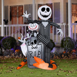 Load image into Gallery viewer, Disney Jack Skellington Halloween Inflatable Scene with Scary Teddy, Zero and Snake, 5.5-Ft Lighted Yard Decor for Indoor or Outdoor Use
