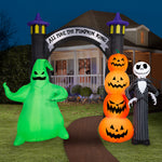 Load image into Gallery viewer, Gemmy Airblown Inflatable NBC Jack and Oogie w/Pumpkins Archway Disney, 8.5 ft Tall, Multicolored
