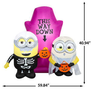 Gemmy Airblown Inflatable Minions Halloween Scene Universal , 5 ft Tall, Multicolored