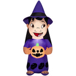 Load image into Gallery viewer, Gemmy Airblown Inflatable Lilo w/ Witch Hat and Pumpkin Disney, 4 ft Tall, Multicolored
