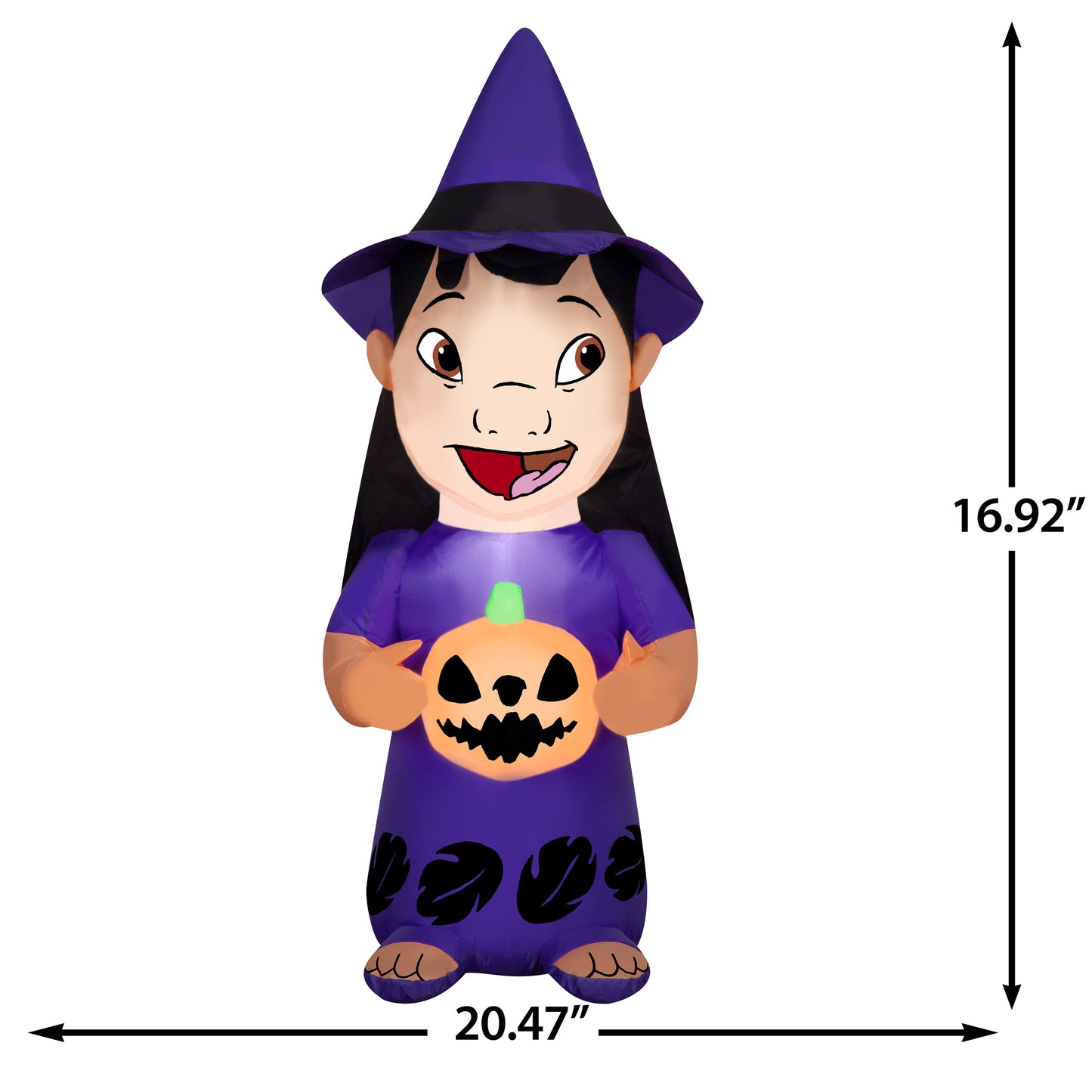 4-Ft Disney Lilo Witch with Pumpkin Halloween Inflatable dimensions