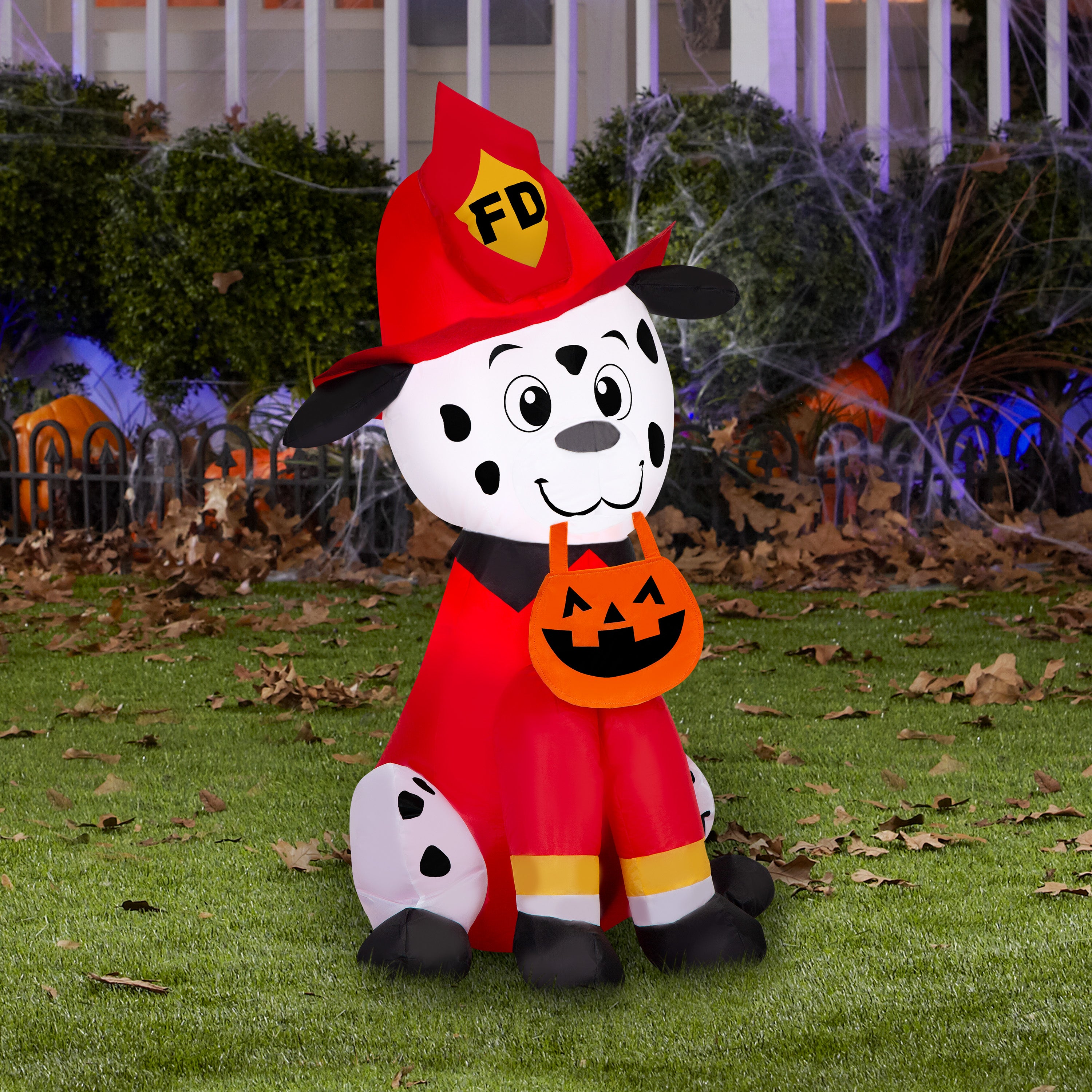 Gemmy Airblown Inflatable Firefighter Dog, 3.5 ft Tall, Multicolored