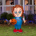 Load image into Gallery viewer, Gemmy Airblown Inflatable Stylized Chucky Holding Pumpkin Universal , 3.5 ft Tall, Multicolored
