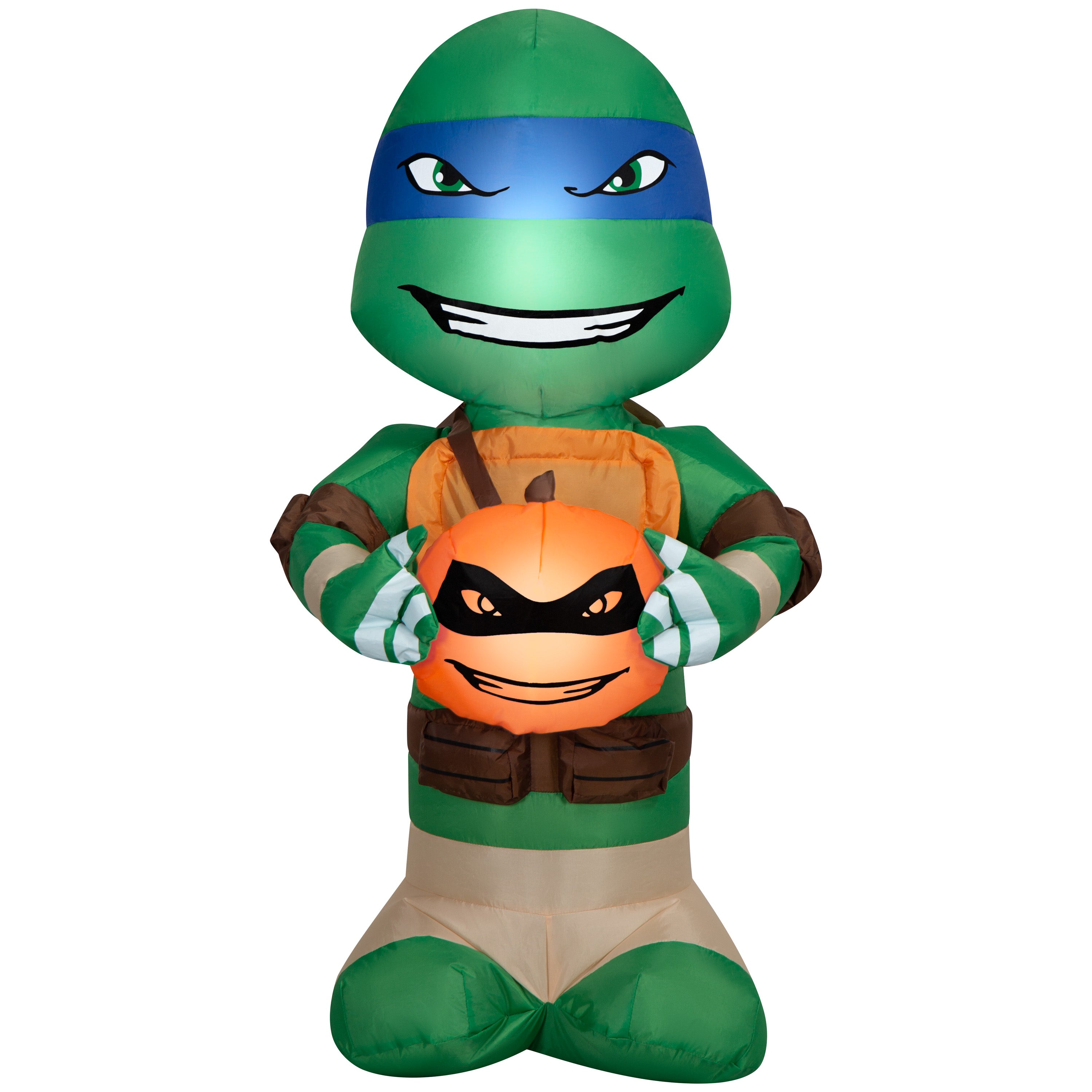 Gemmy Airblown Inflatable TMNT Big Head Leonardo w/Pumpkin Nick, 3 ft Tall, Multicolored