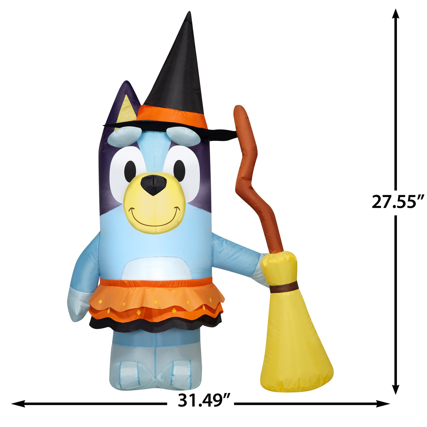 Inflatable Bluey in Witch Costume Bluey, 3.5 ft Tall dimensions