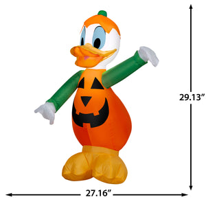 Gemmy Airblown Inflatable Donald Duck in Pumpkin Costume Disney, 3.5 ft Tall, Multicolored
