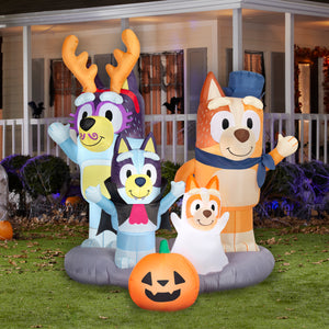 Gemmy Halloween Inflatable Bluey and Family Scene, 5.5 ft Tall, Multi