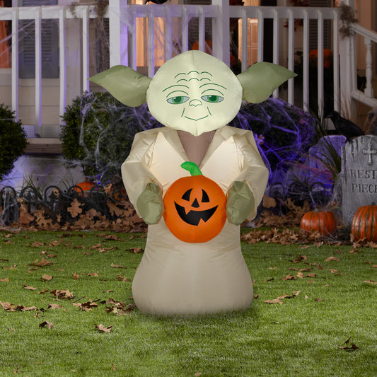 3.5' Yoda Holding Pumpkin Star Wars Halloween Inflatable lifestyle