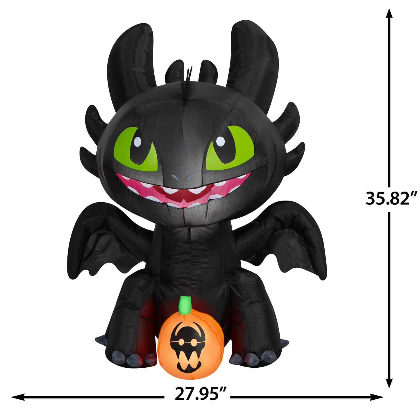 Inflatable Stylized Toothless w/JOL Universal, 3 ft Tall dimensions