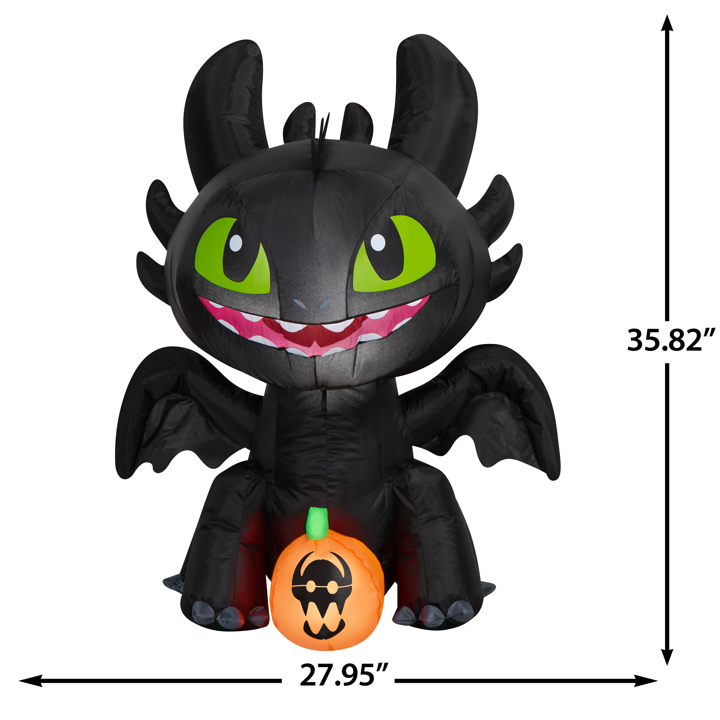 Gemmy Airblown Inflatable Stylized Toothless w/JOL Universal, 3 ft Tall, Multicolored