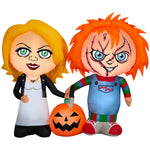 Load image into Gallery viewer, Universal Chucky and Tiffany Halloween Inflatable with Jack-o'-Lantern, 5-Ft Lighted Yard Decor for Indoor or Outdoor Use
