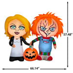 Load image into Gallery viewer, Universal Chucky and Tiffany Halloween Inflatable with Jack-o'-Lantern, 5-Ft Lighted Yard Decor for Indoor or Outdoor Use
