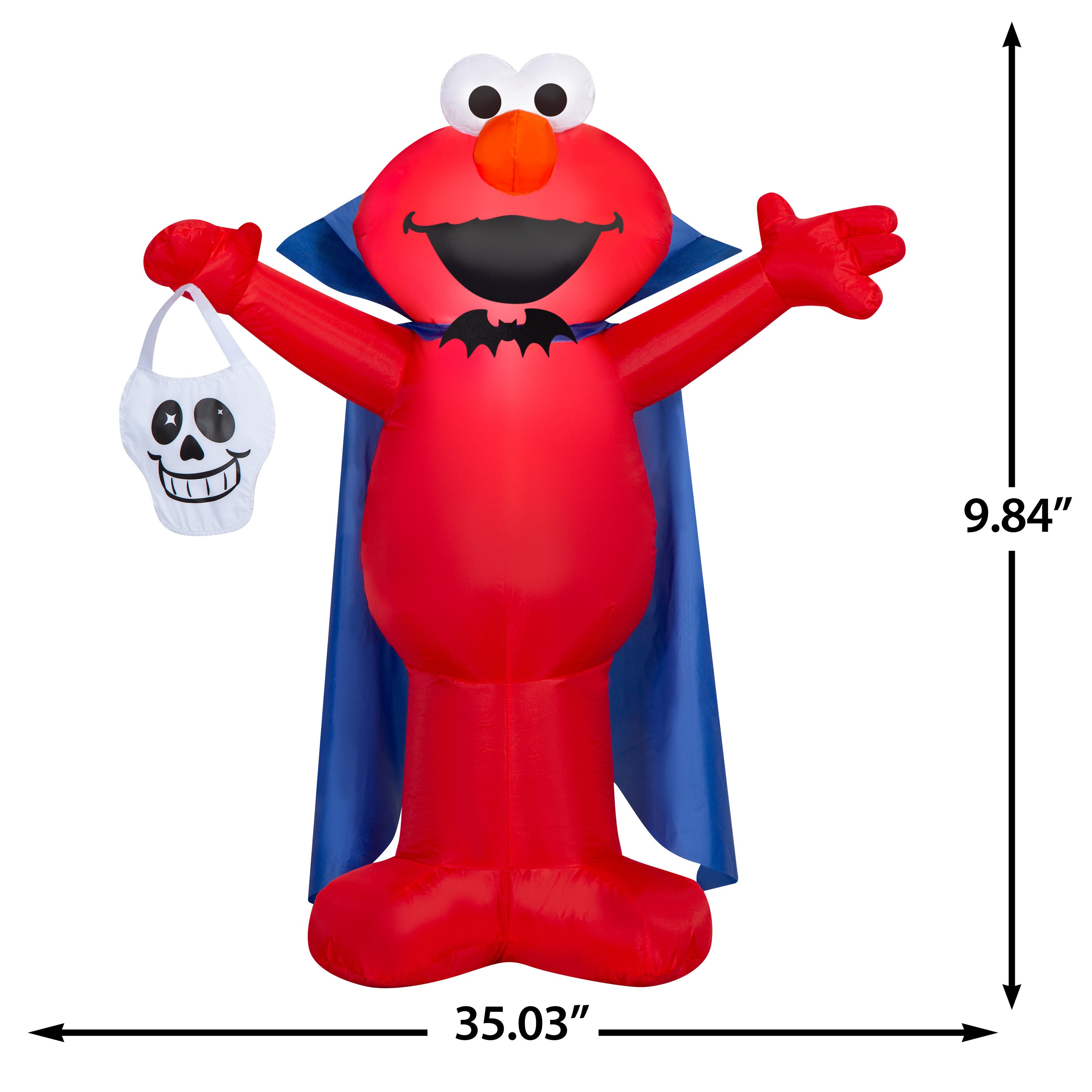 Gemmy Airblown Inflatable Elmo as Vampire w/Skull Sesame Street, 3.5 ft Tall, Multicolored