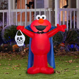 Gemmy Airblown Inflatable Elmo as Vampire w/Skull Sesame Street, 3.5 ft Tall, Multicolored