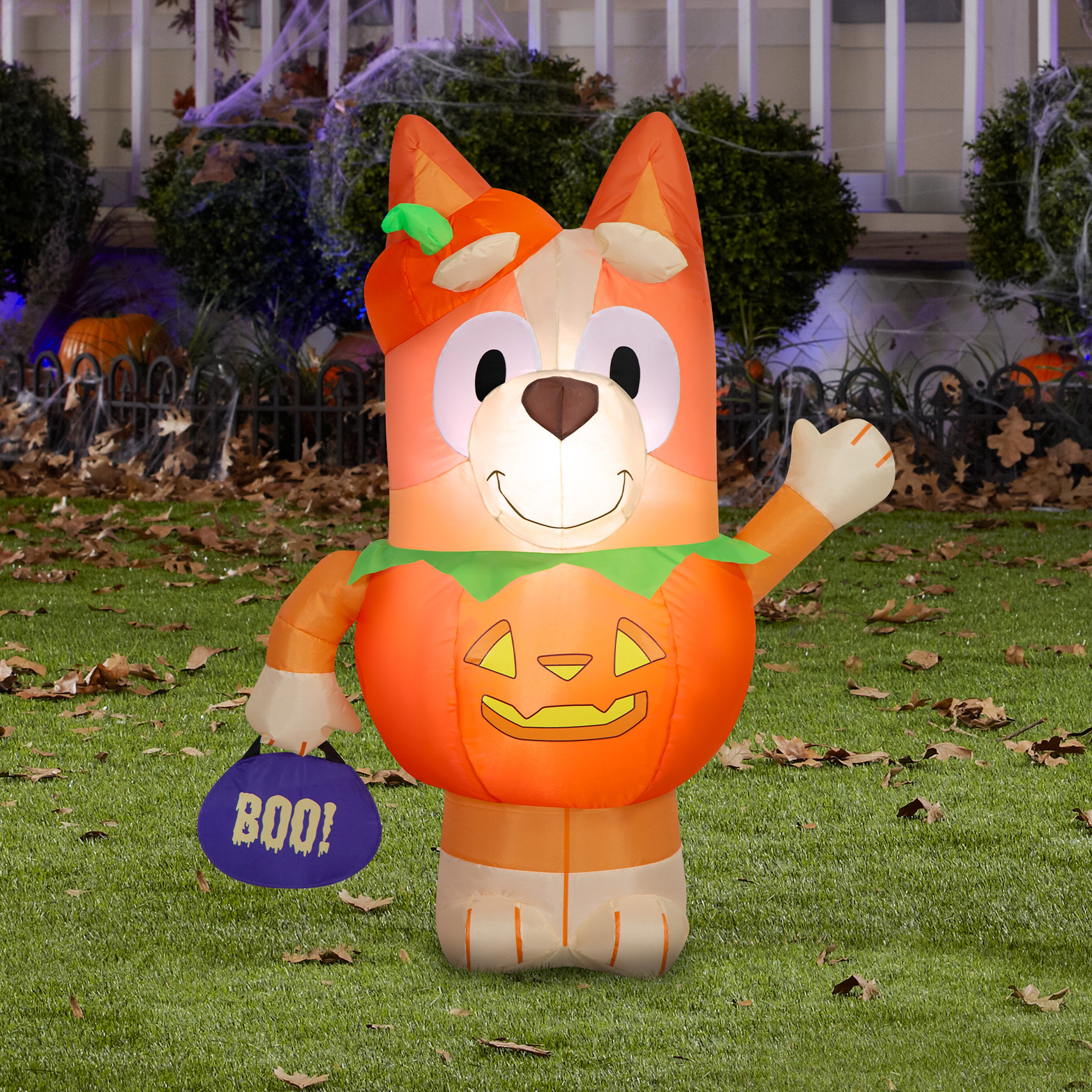 Gemmy Airblown Inflatable Bingo in Pumpkin Costume Bluey, 3.5 ft Tall, Multicolored