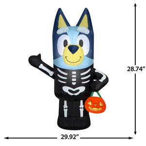 Gemmy Airblown Inflatable Bluey in Skeleton Costume Bluey, 3.5 ft Tall, Multicolored