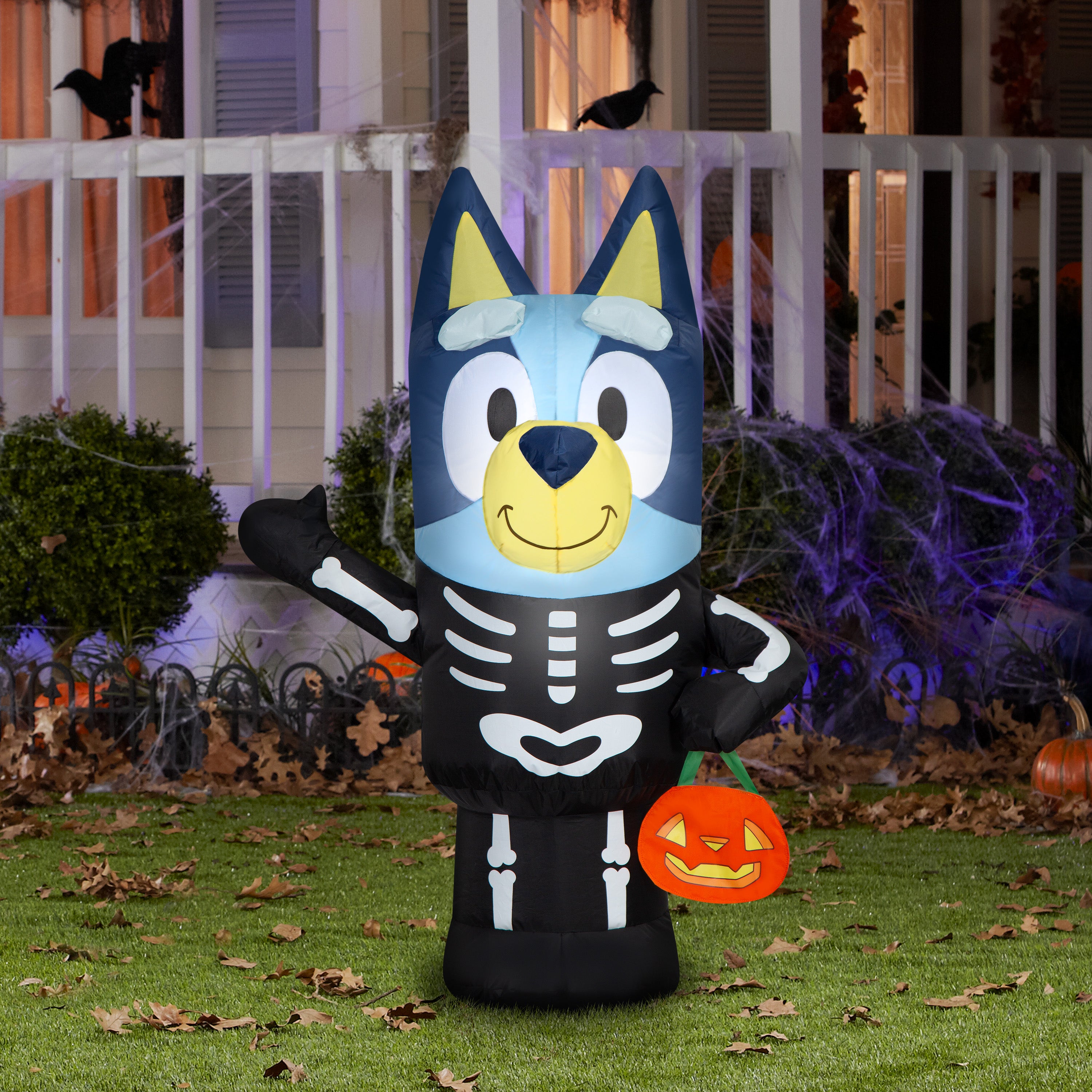 Gemmy Airblown Inflatable Bluey in Skeleton Costume Bluey, 3.5 ft Tall, Multicolored