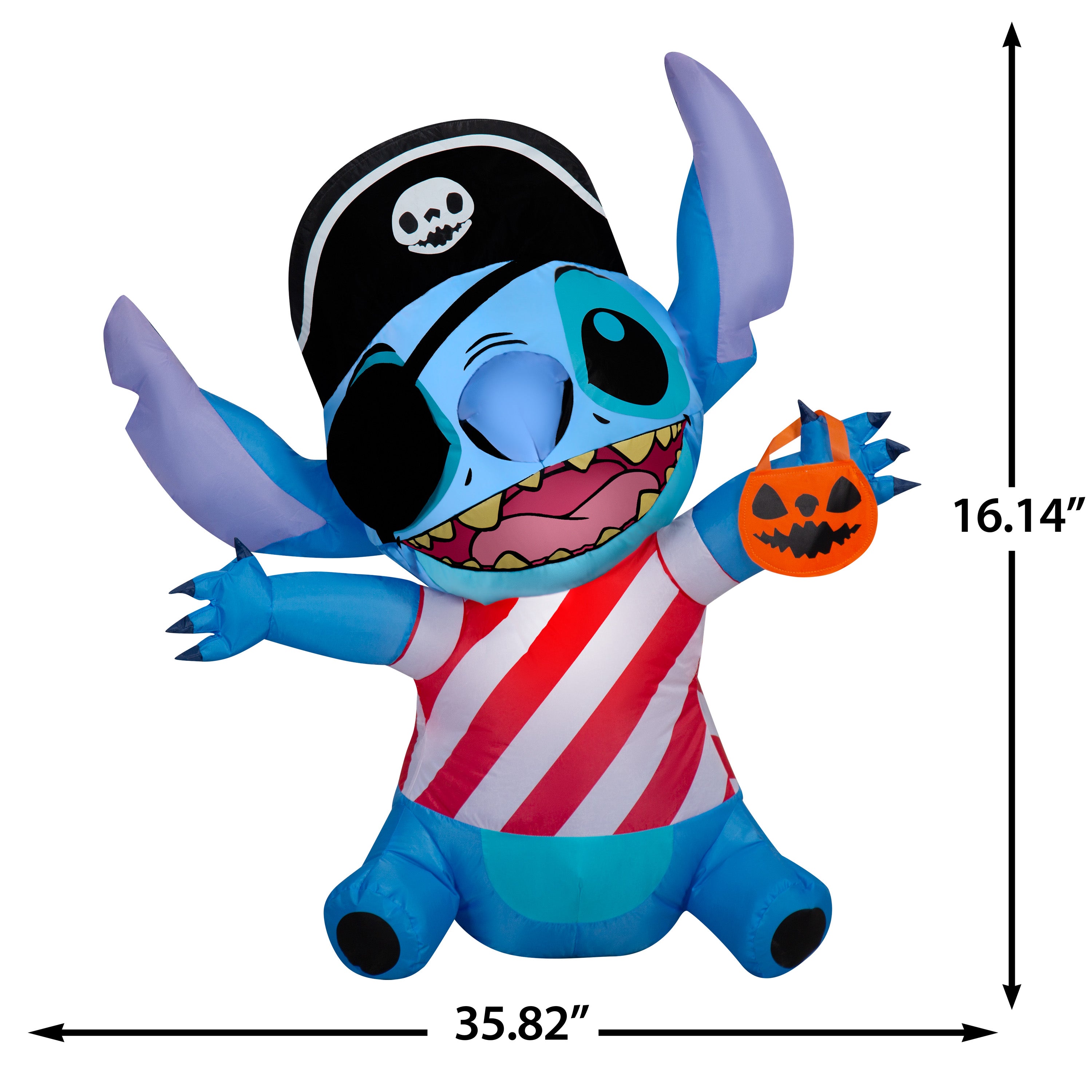 Gemmy Airblown Inflatable Stitch w/Pirate Costume Disney, 3 ft Tall, Multicolored