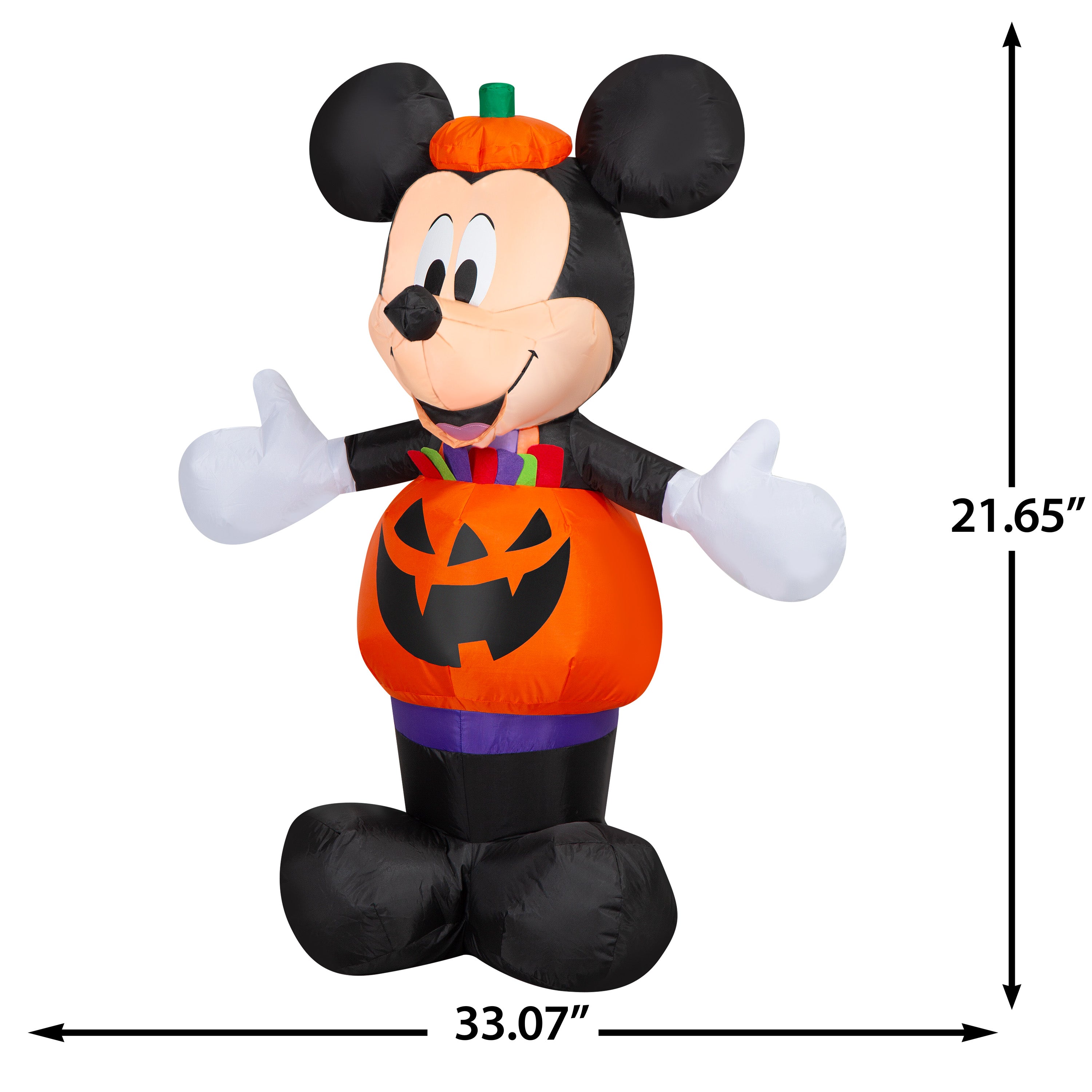 Gemmy Airblown Inflatable Mickey Dressed in Pumpkin Outfit Disney, 3.5 ft Tall, Multicolored