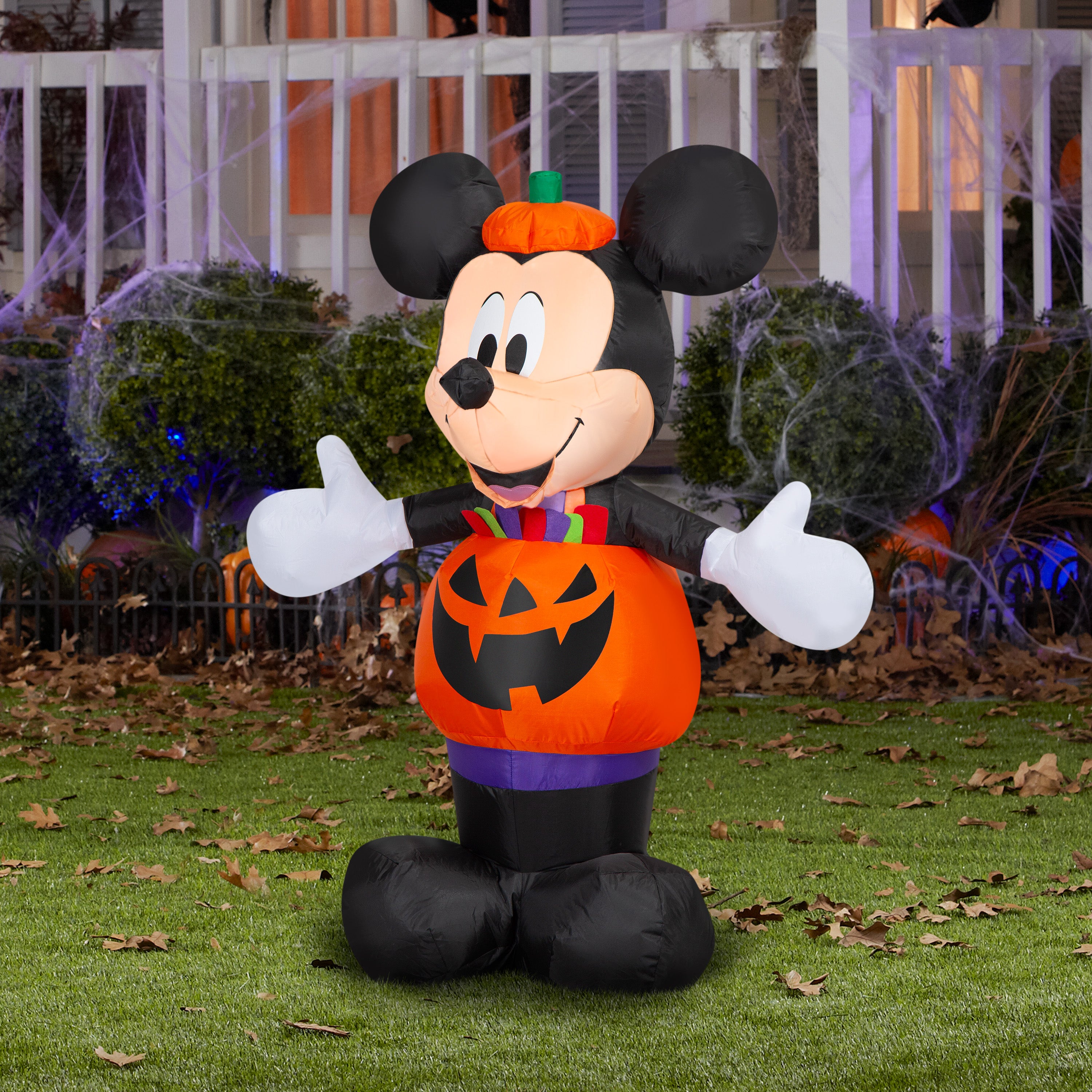 Gemmy Airblown Inflatable Mickey Dressed in Pumpkin Outfit Disney, 3.5 ft Tall, Multicolored