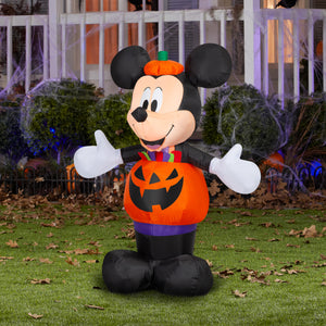 Gemmy Airblown Inflatable Mickey Dressed in Pumpkin Outfit Disney, 3.5 ft Tall, Multicolored