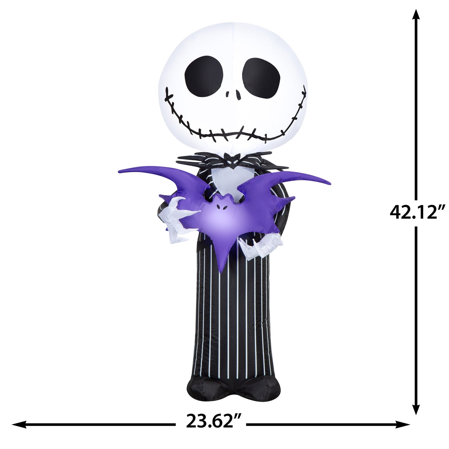 3.5-Ft Stylized Disney Jack Skellington with Bat Halloween Inflatable dimensions