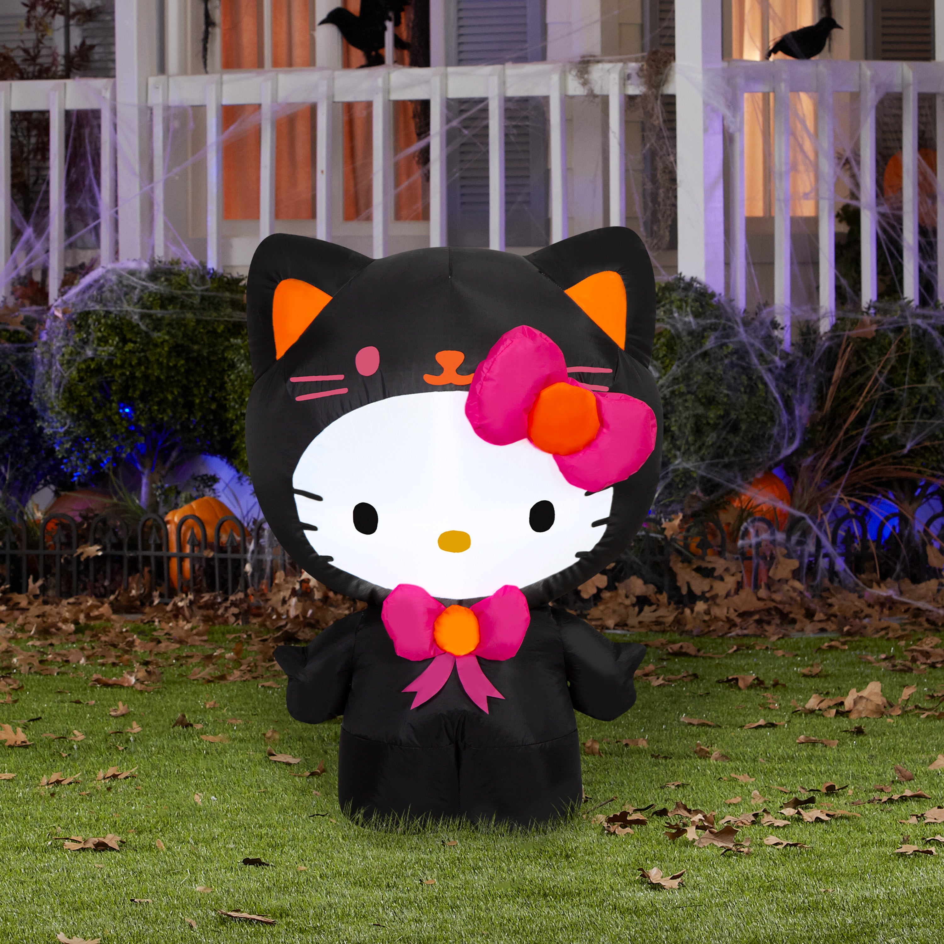 Gemmy Airblown Inflatable Hello Kitty as Black Cat Sanrio, 3 ft Tall, Multicolored