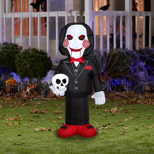 3.5-Ft Saw Billy the Puppet Holding Skull Halloween Inflatable lifestyle