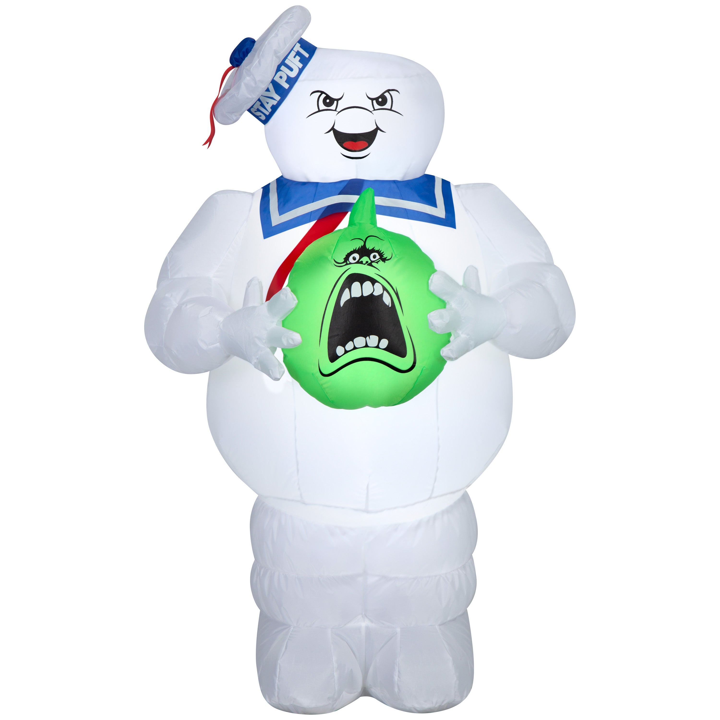 Gemmy Airblown Inflatable Stay Puft w/Pumpkin Ghostbusters, 3.5 ft Tall, Multicolored