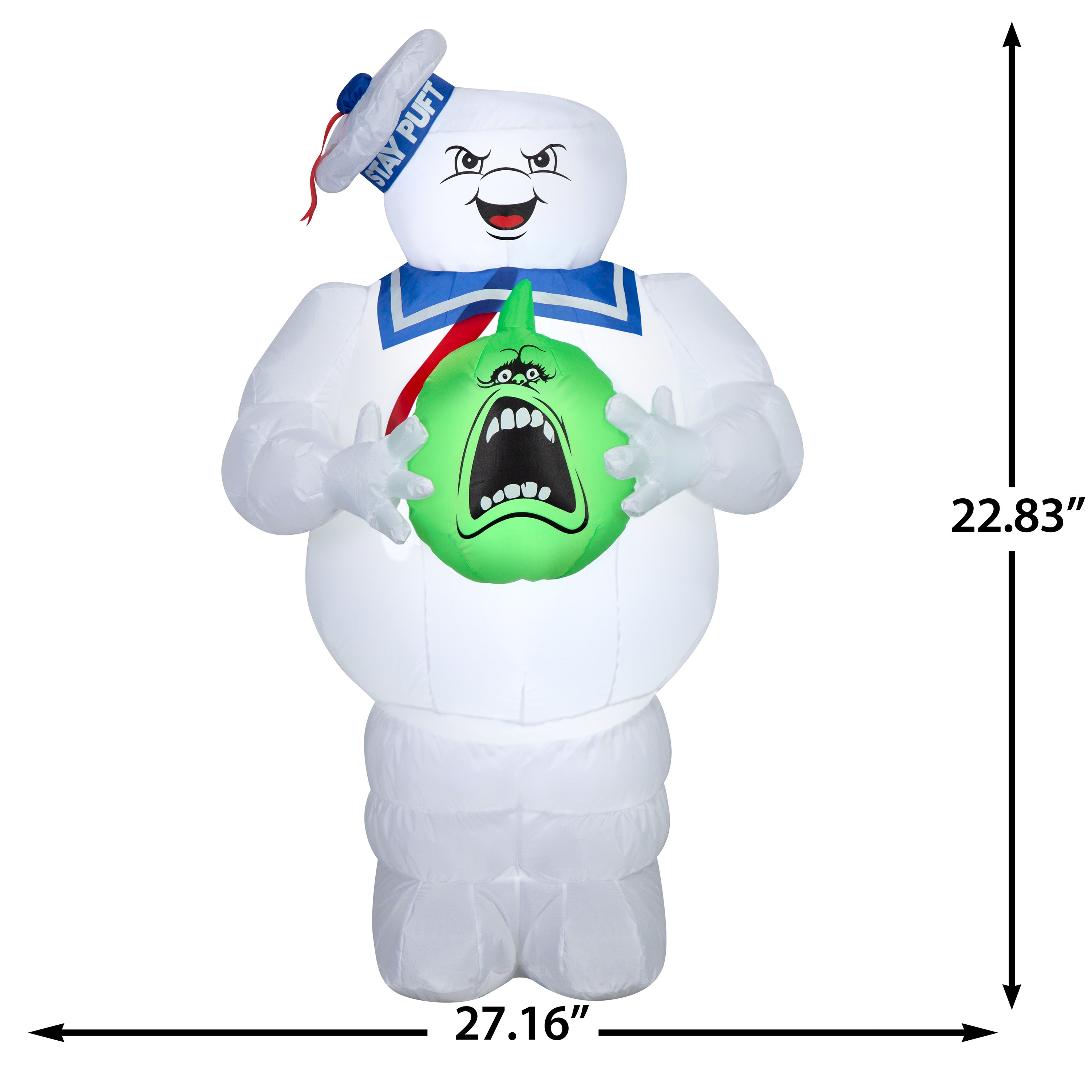 Gemmy Airblown Inflatable Stay Puft w/Pumpkin Ghostbusters, 3.5 ft Tall, Multicolored