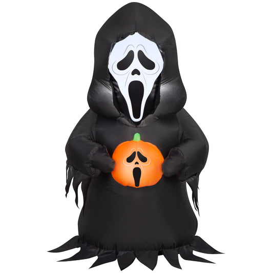Gemmy Airblown Inflatable Ghostface w/JOL Fun World, 3.5 ft Tall, Multicolored
