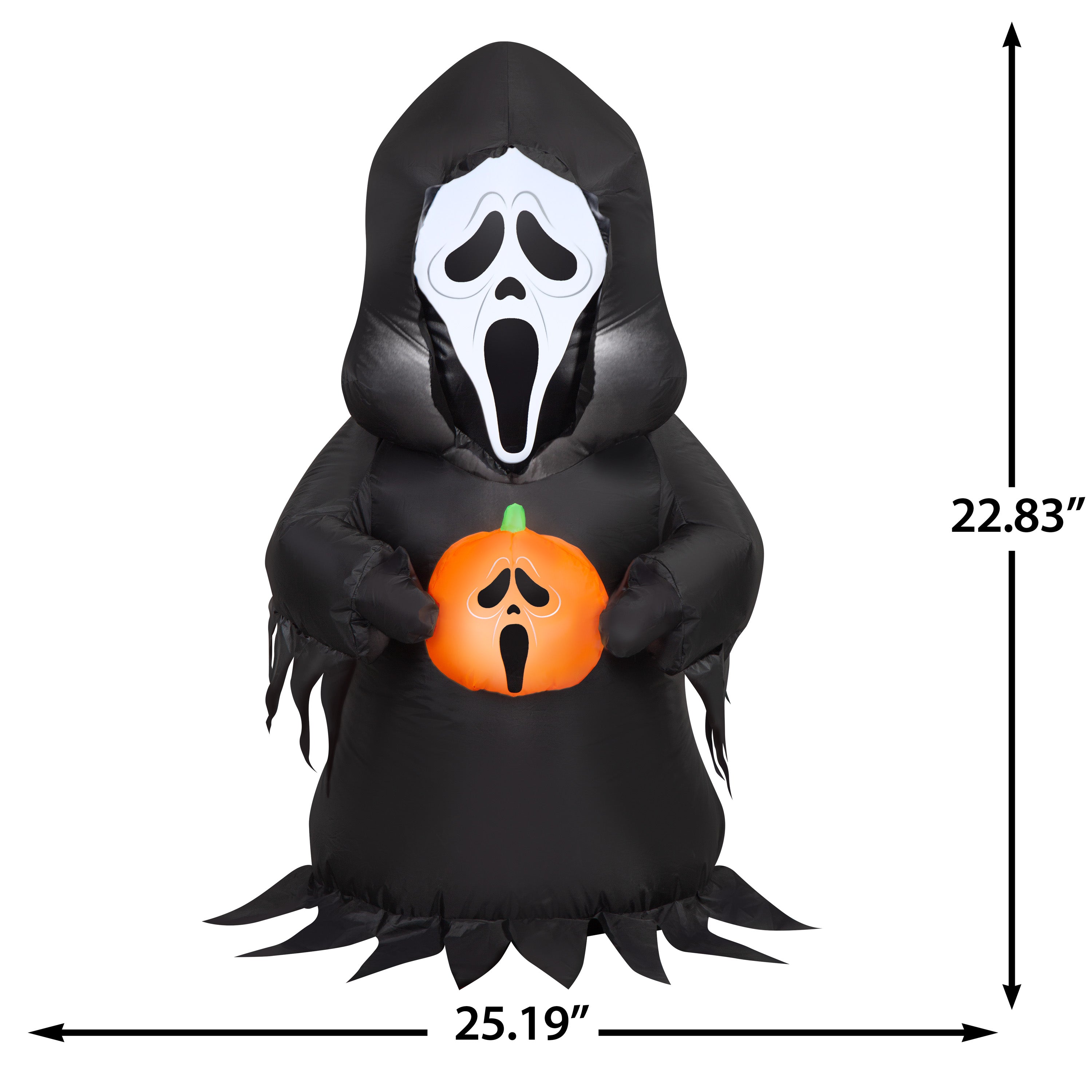 Gemmy Airblown Inflatable Ghostface w/JOL Fun World, 3.5 ft Tall, Multicolored
