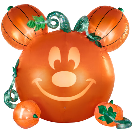 Disney Mickey Mouse Pumpkin Halloween Inflatable with EmoteGlow Face and “Monster Mash”, 6-Ft Lighted Yard Decor for Indoor or Outdoor Use