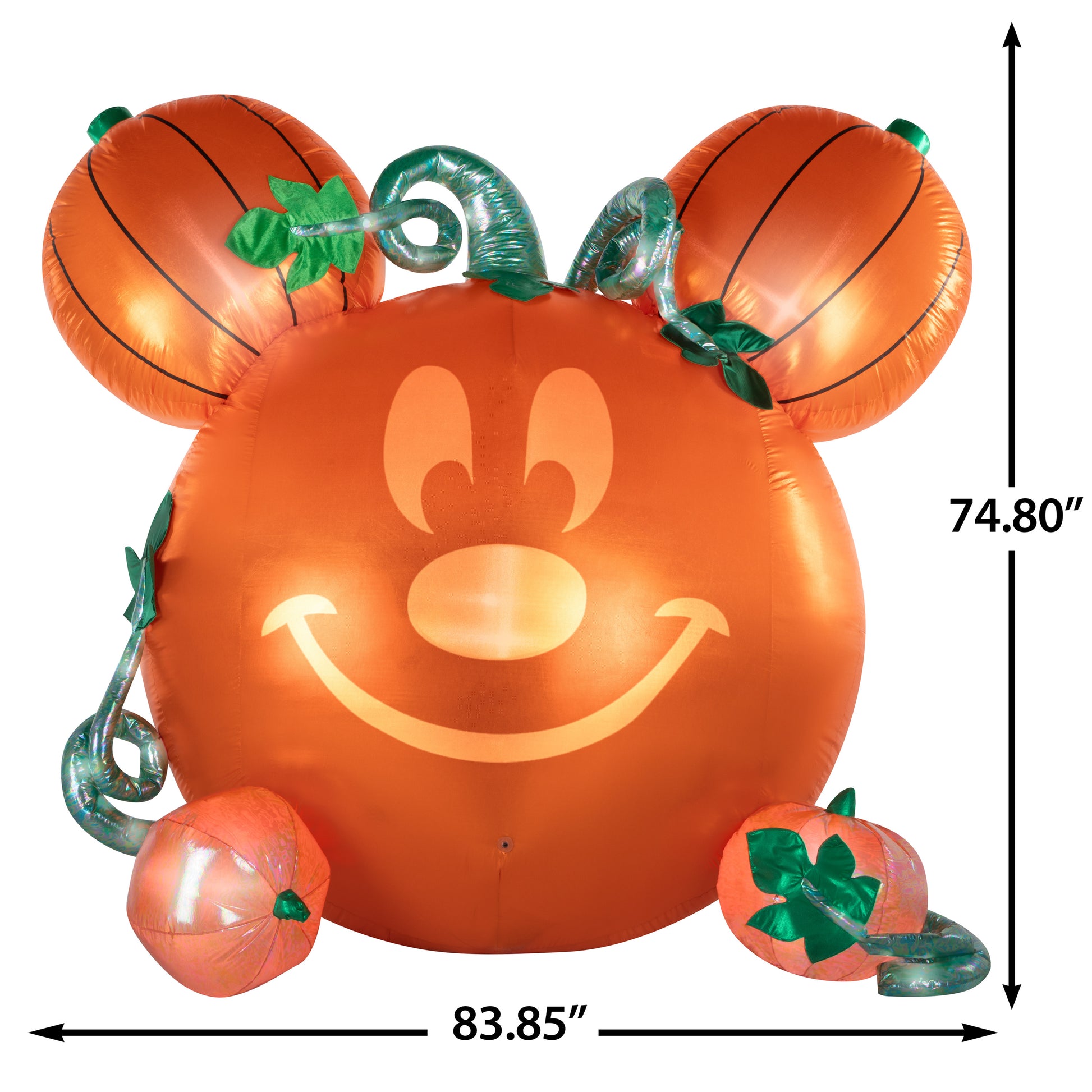 Disney Mickey Mouse Pumpkin Halloween Inflatable with EmoteGlow Face and “Monster Mash”, 6-Ft Lighted Yard Decor for Indoor or Outdoor Use dimensions