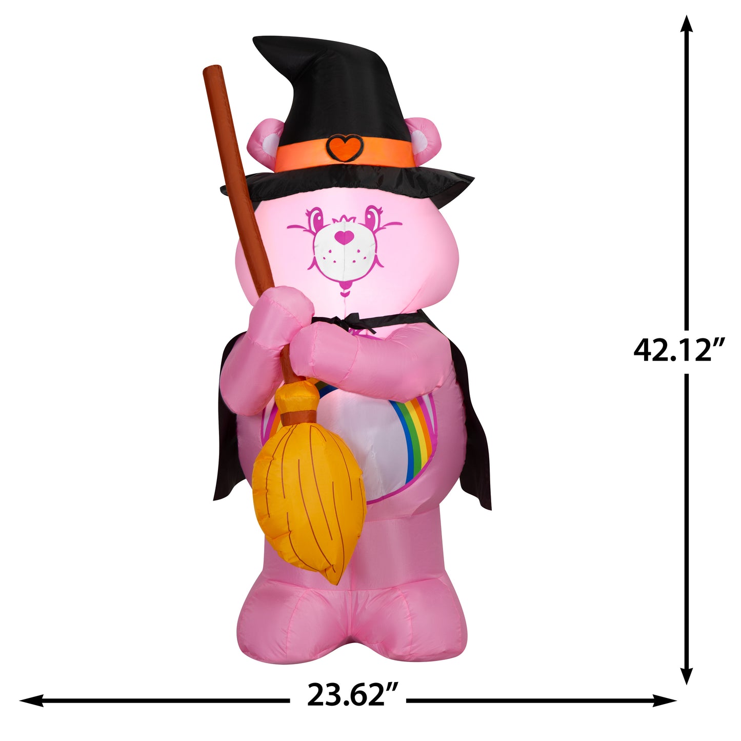 3.5-Ft Care Bears Cheer Bear as Witch with Broom Halloween Inflatable dimensions