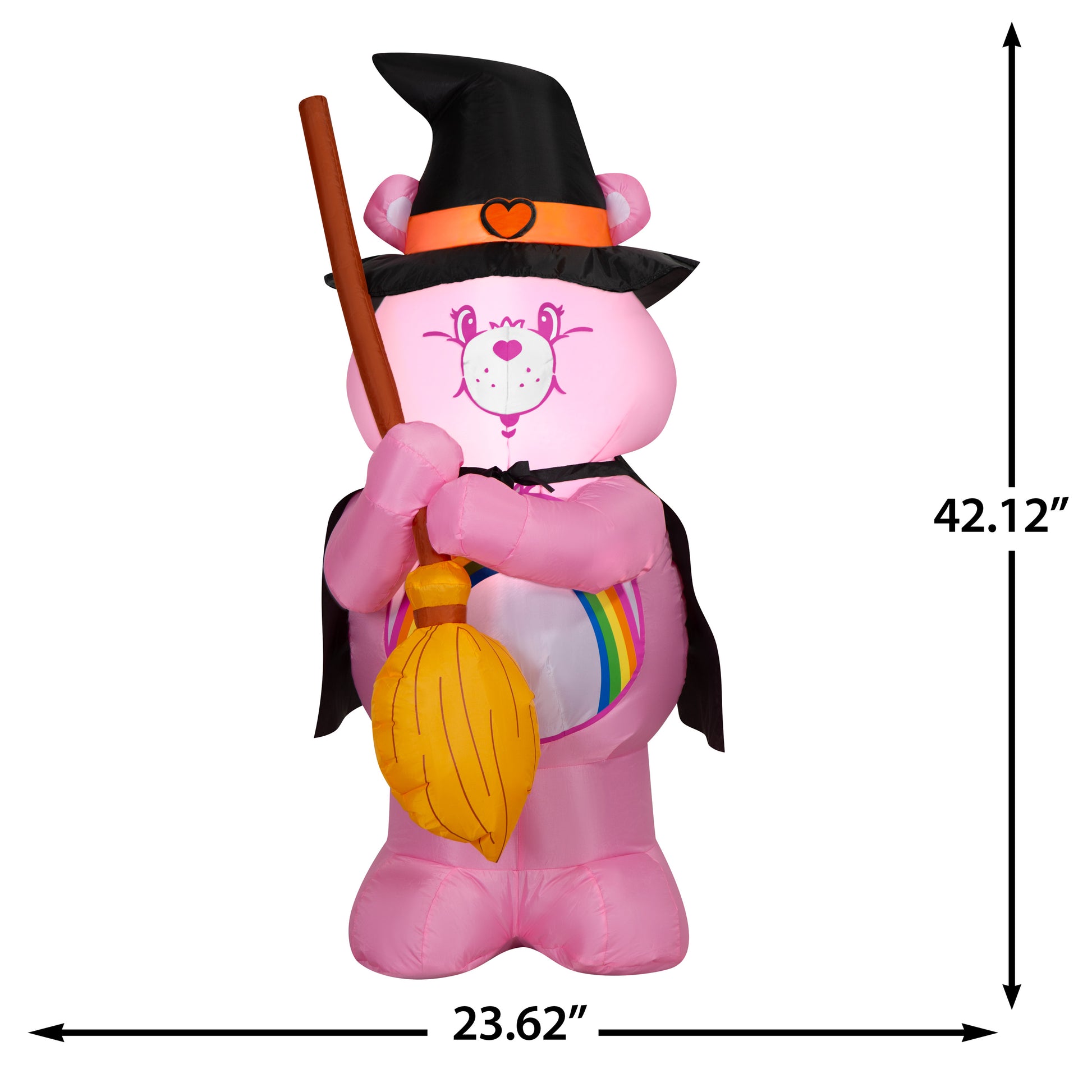 3.5-Ft Care Bears Cheer Bear as Witch with Broom Halloween Inflatable dimensions