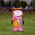 Load image into Gallery viewer, Care Bears Cheer Bear Halloween Inflatable as Witch with Broom, 3.5-Ft Lighted Yard Decor for Indoor or Outdoor Use
